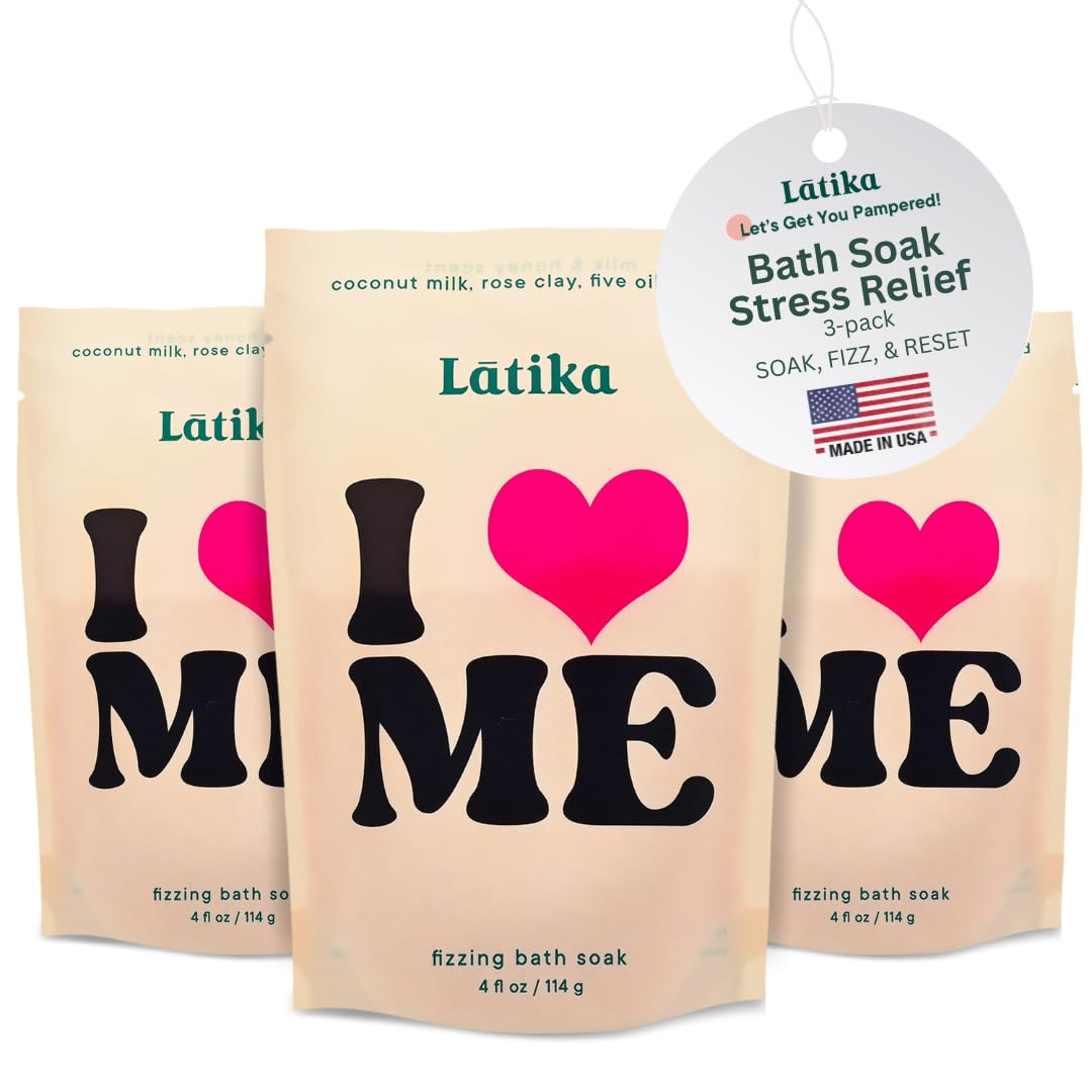 Latika Soak Set of 3 - I Heart Me Bath Soaks with Oats, Milk & Honey for Self-Love & Self-Care – for Relaxation, Muscle Recovery & Skin Nourishment –