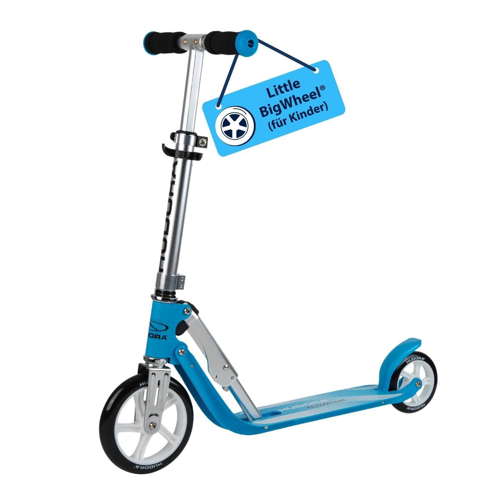 HUDORA Little BigWheel Scooter - Sicherer Aluminium-Roller für Kinder ab 3 Jahren - Höhenverstellbarer & zusammenklappbarer Cityroller für bis zu 100kg - Stabiler Tretroller mit großen Reifen