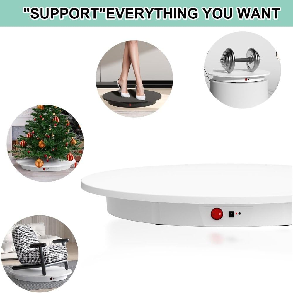 Obrotowy stół fotograficzny z obrotową platformą 360 stopni, 52CM-White