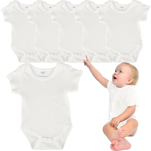 6 peças de body de bebê sublimação manga curta fora do branco macacão de bebê algodão poliéster para meninos meninas bebê