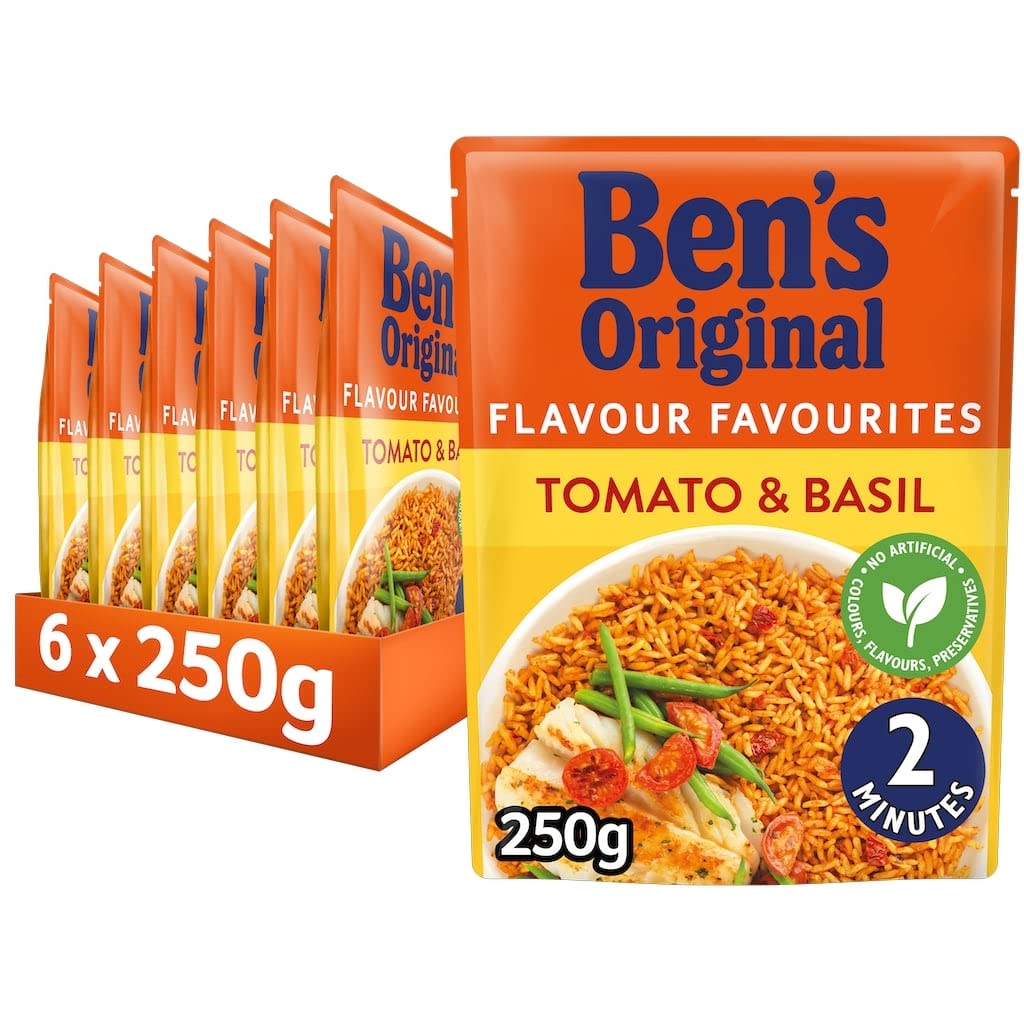 Ben's OriginalTomato and Basil Microwave Rice, Bulk Multipack 6 x 250 g pouches