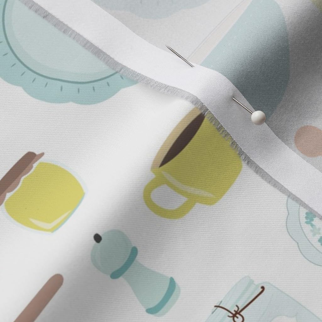 Spoonflower Fabric - Vintage Kitchen Cooking Baking Retro Mid Century Printed on Organic Cotton Sateen Fabric by The Yard - Sewing Quilting Apparel Home Decor
