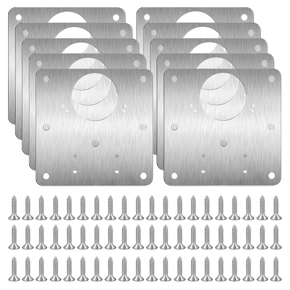 10PCS Hinge Repair Plate, Cabinet Door Brackets with Screws
