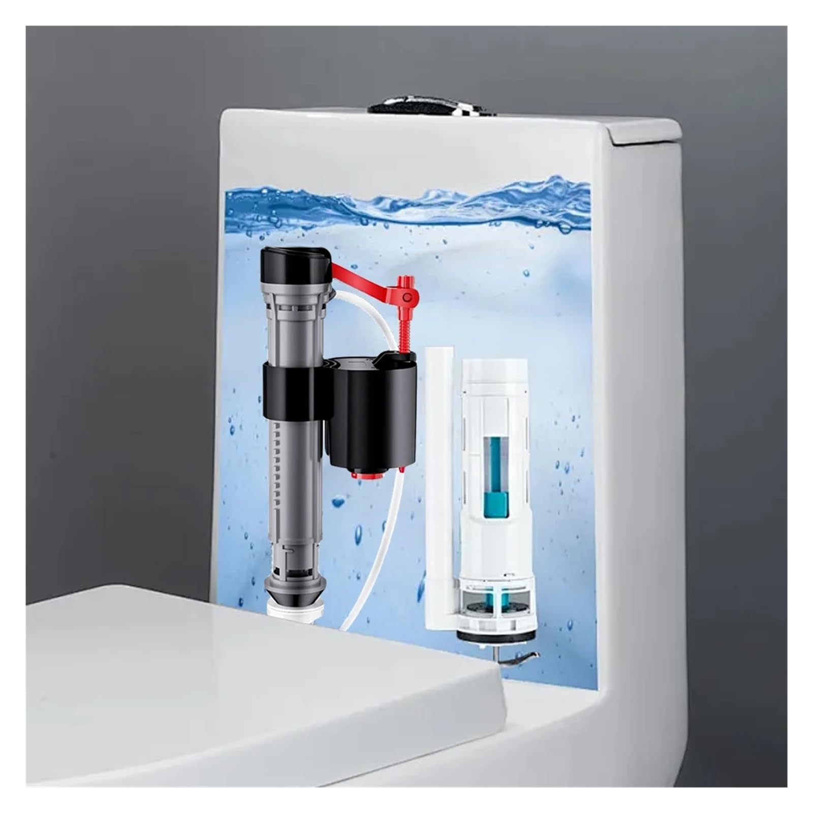 Fluxómetro manual para inodoro Válvula De Llenado Inodoro Universal, Altura Ajustable (19,5-30,5 Cm), Piezas Repuesto For Control Agua Del Tanque