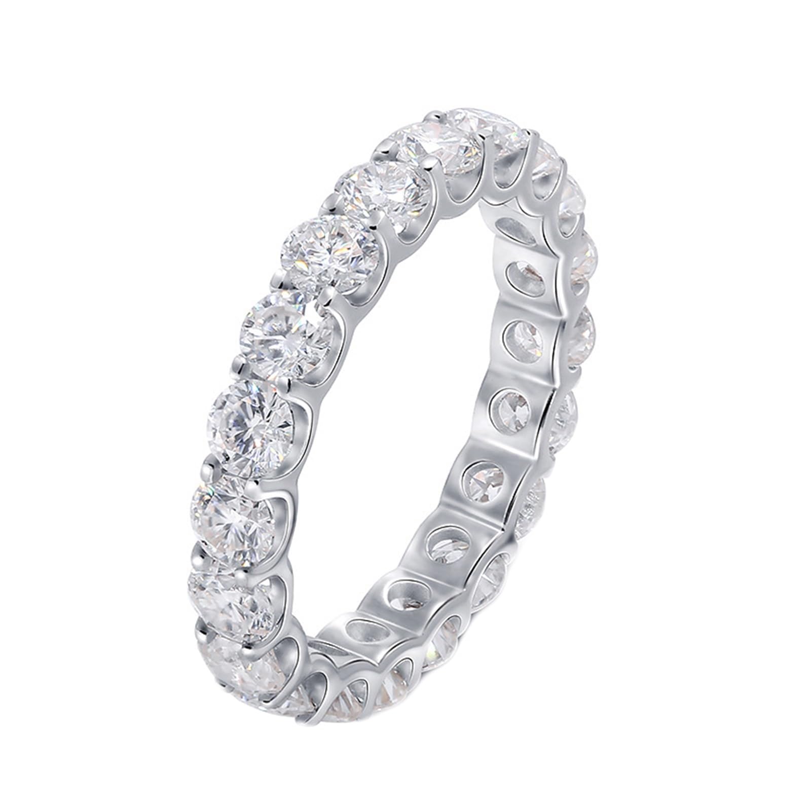 Anillo de oro de 14 K/18 quilates, anillos de aniversario, anillo de eternidad de oro blanco de 0,1 quilates, diamantes cultivados en laboratorio, anillos de compromiso para mujer