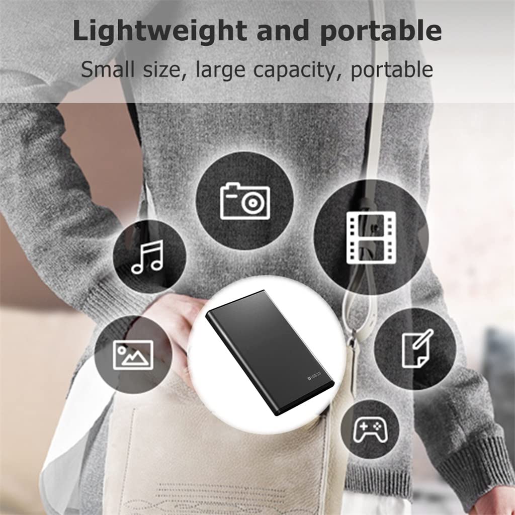 2.5 HDD Mobile Hard Drive USB3.0 Disco Rigido Mobile Lungo 500GB 1TB 2TB Storage Disco Rigido Esterno Portatile per Laptop(Size:2TB)