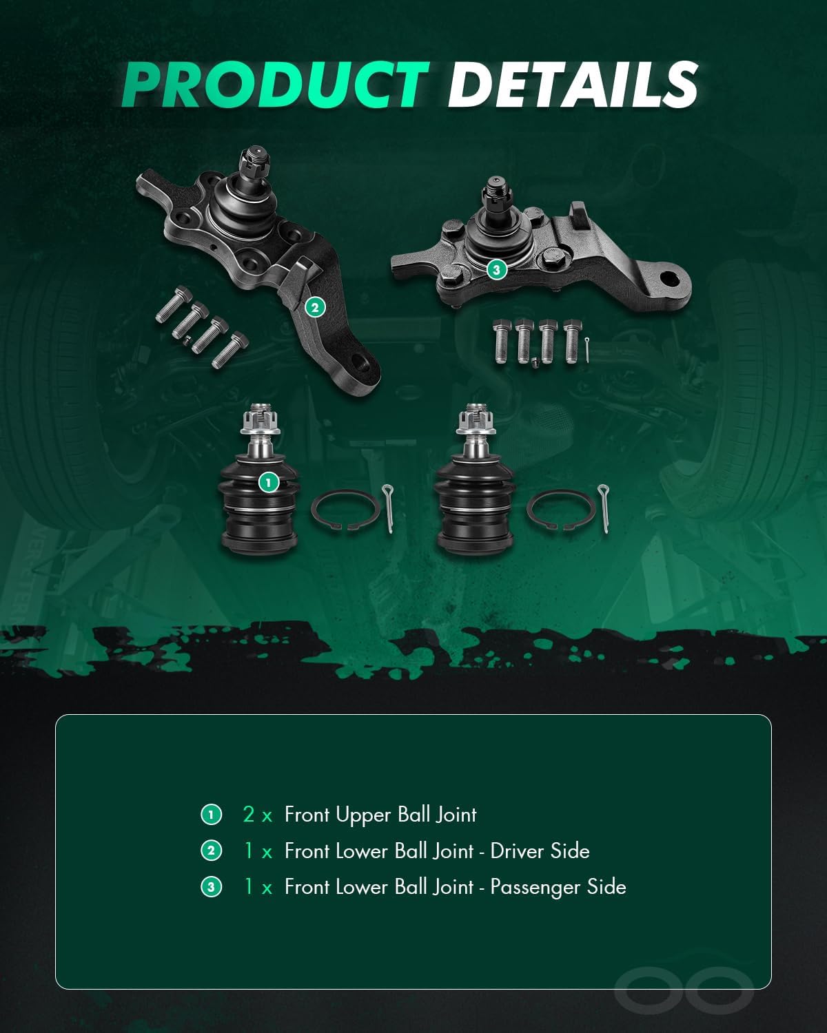 SCITOO 4pcs Front Suspension Kit Lower Ball Joint Upper Ball Joint Fit 1996-2002 For 4Runner 2001-2002 For Sequoia 2000-2002 For Tundra