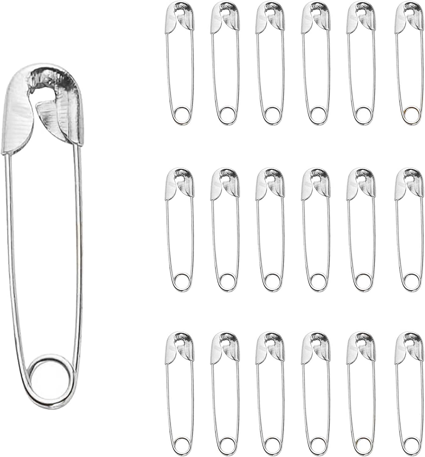 Fat-Catz-Copy-Catz Silver 60X Large First Aid Safety Nappy Pins One Size 2"Length Stainless Steel