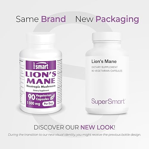Miniatura 2 de Supersmart - Melena de león 1500 mg por día (alta resistencia) - 30% polisacáridos - Extracto de melena de león 81 - Suplemento de hongo Hericium