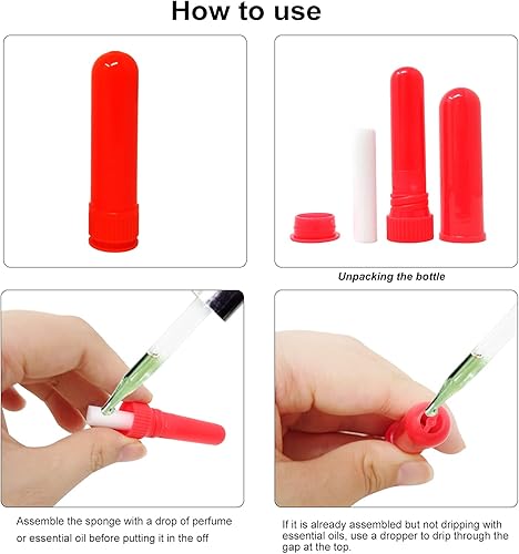 Miniatura 5 de Honbay 10 tubos inhaladores de aromaterapia de plástico en blanco, tubos difusores de aroma nasal vacíos, accesorios de aceite esencial con mechas