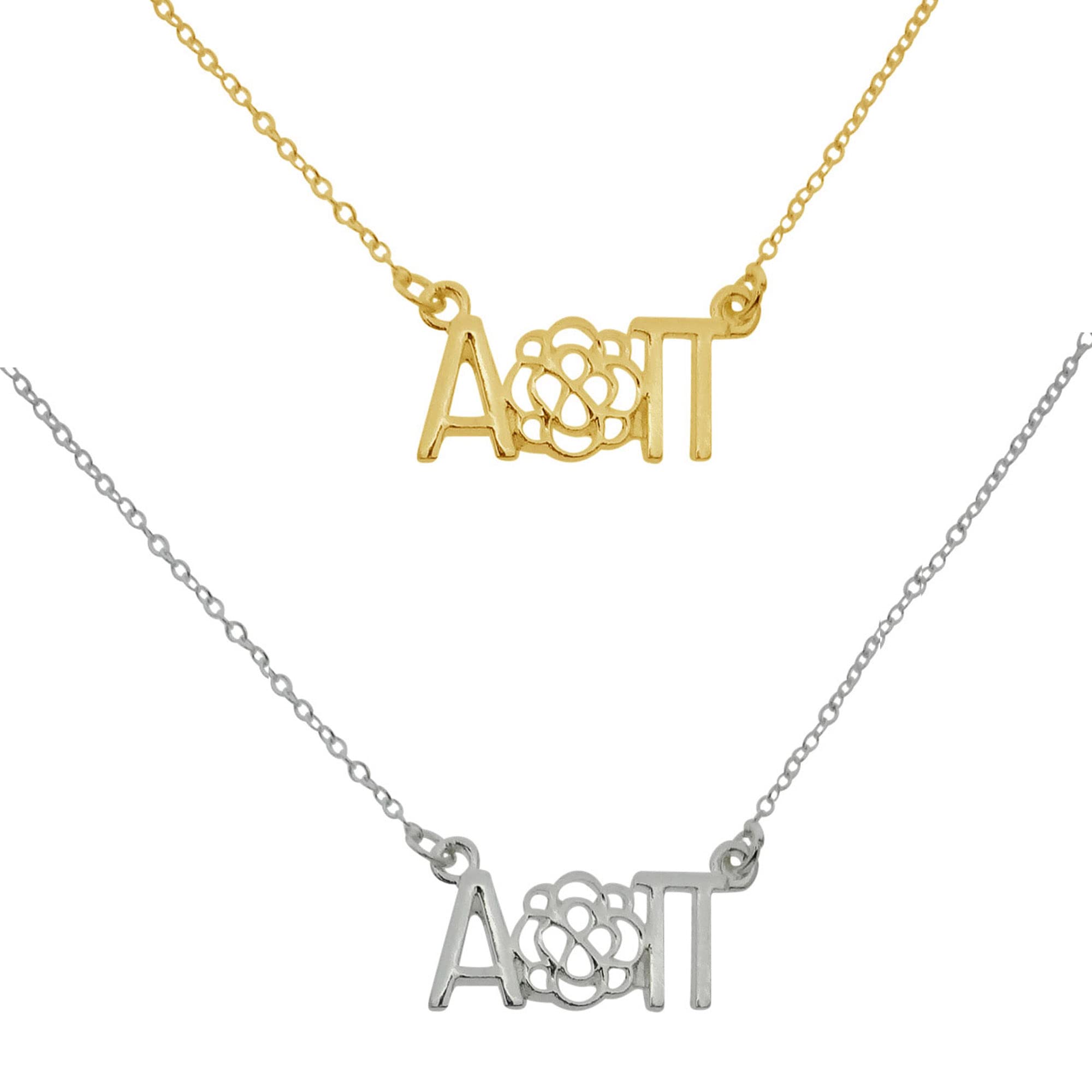 Sorority ThingsAlpha Omicron Pi Flower Necklace, Sorority Lavalier Necklace