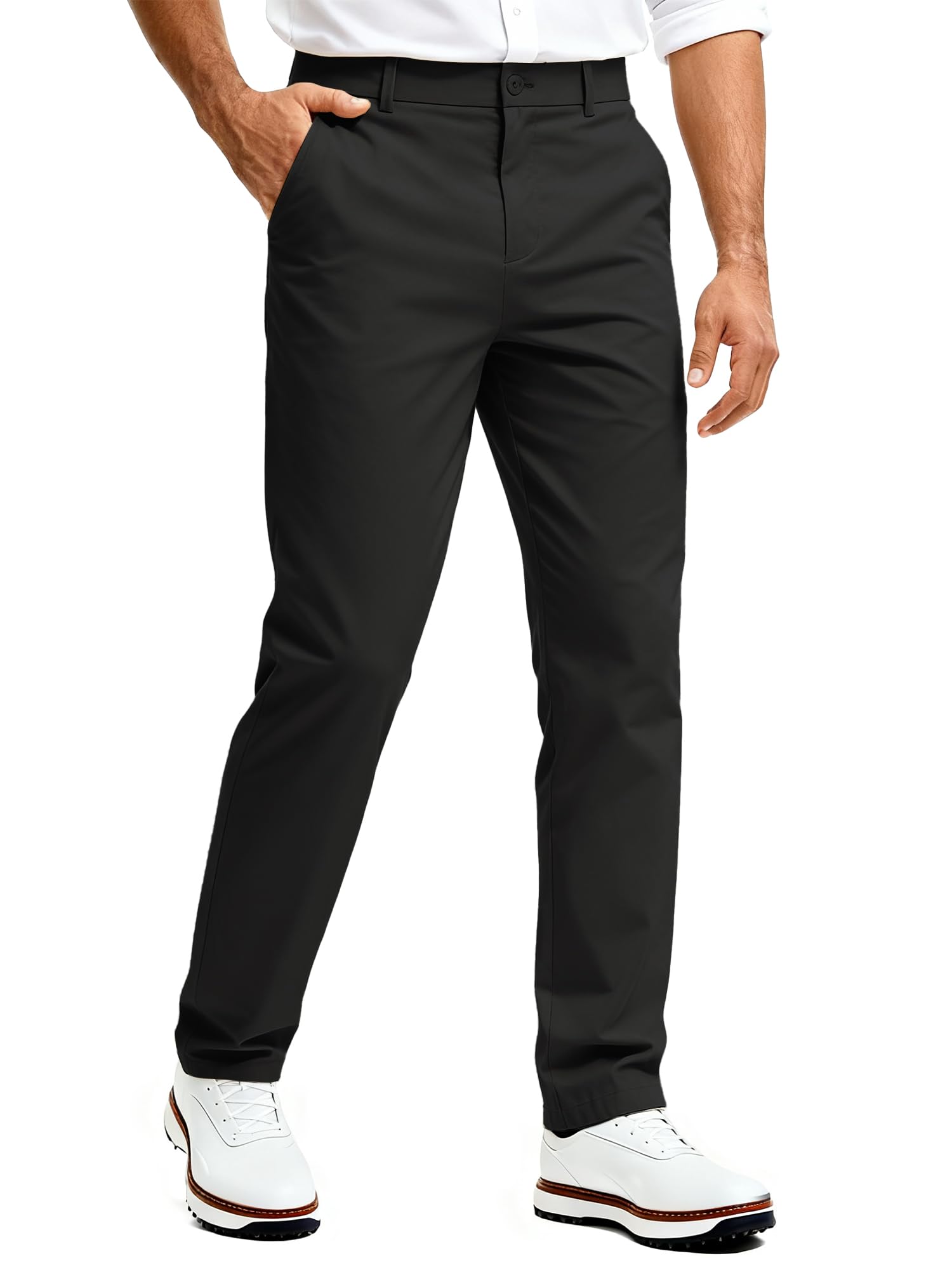 Comdecevis Mens Classic Fit Stretch Golf Pants - 30" 32" 34" Inseam Quick Dry Lightweight Dress Work Casual Trousers
