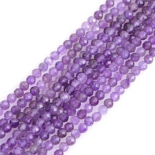 GEM-Inside 3mm Cuentas pequeñas de cuarzo de cristal púrpura facetado para hacer joyas 15"