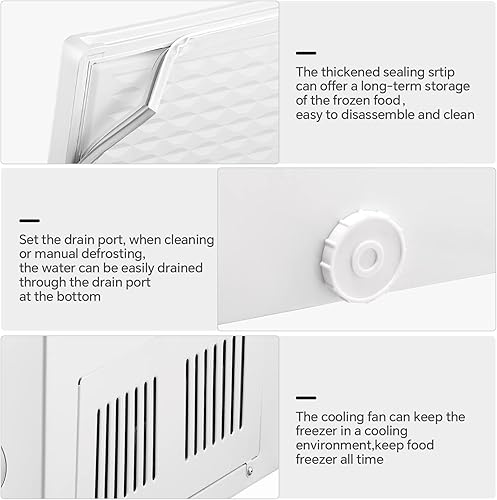 Miniatura 35 de Kismile Congelador de pecho de 2.8 pies cúbicos con cesta extraíble, puerta abierta, congelador compacto con temperatura ajustable para el hogar