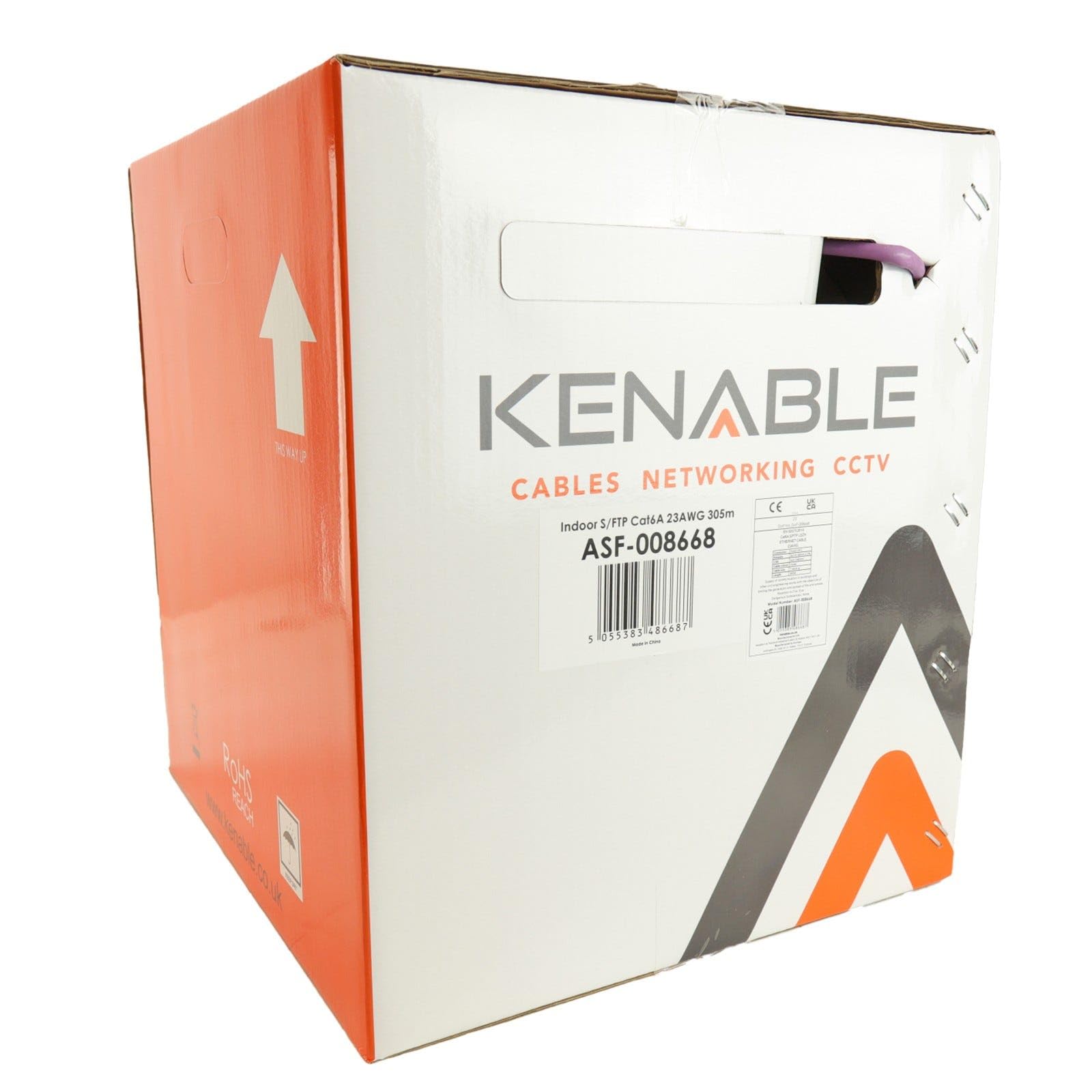 kenable CAT6A S/FTP Kupfer Verluste Rauch Lszh 10 Gigabit Netzwerk Kabel Kabelrolle 305 m [305 Meter/305m]