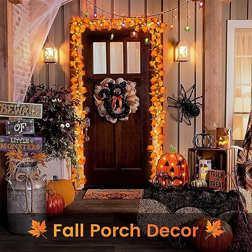 Hopolon 2Pack Fall Decorations for HomeThanksgiving Lighted Fall GarlandTotal 20Ft 40LED Maple Leaves String LightsBattery Operated Fall Lights for Indoor Halloween Home Autumn Harvest Decor