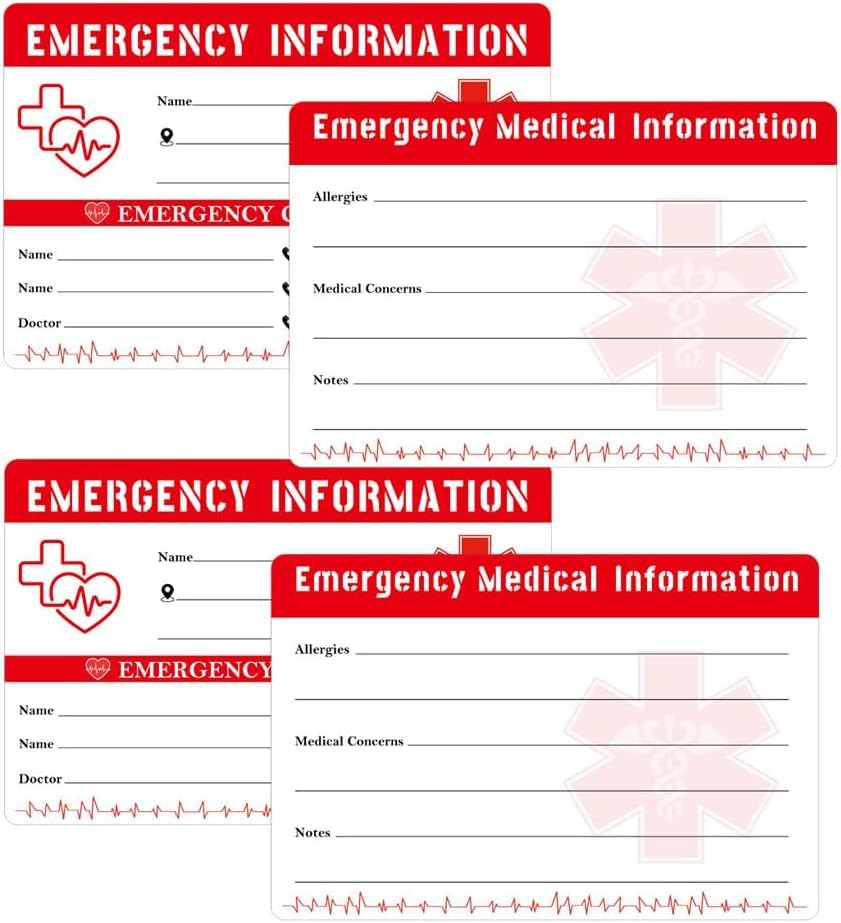 Pop Resin10 Pack Emergency Medical Information ID Card