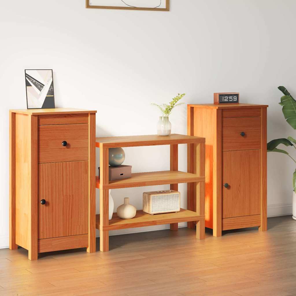 Set di 2 credenze in legno massello marrone cerato, 39 x 34,5 x 80