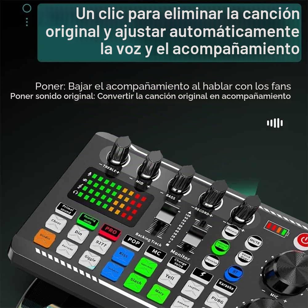 NEWFUN Mezclador de Audio, Mixer Audio, Mesa de Sonido, Compatible con Ordenadores y Smartphones para DJ, Grabaciones en Estudios de Música, Karaoke en Línea, Transmisión en Directo