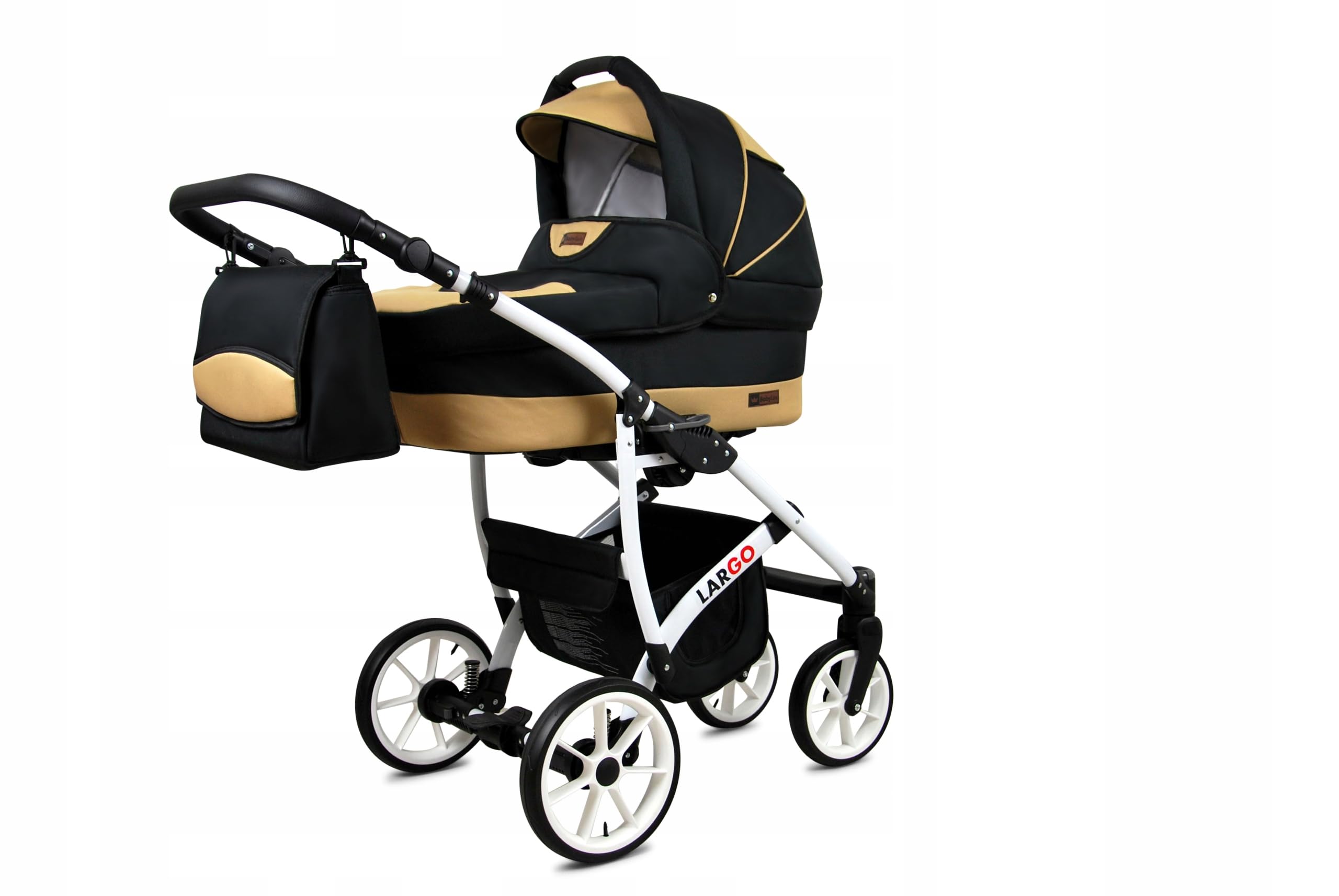 BabyLux Zestaw wózków dziecięcych 4 w 1 – Largo – w zestawie wanienka dla niemowląt, fotelik sportowy, fotelik samochodowy, stacja bazowa ISOFIX – fotelik samochodowy – zestaw wózków dziecięcych