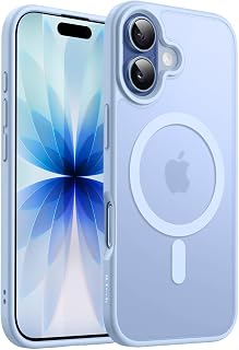 JETech Magnetic Matte Case for iPhone 17,Ice Blue | Compatible with MagSafe, Luminous Matte Back, Thin Shockproof