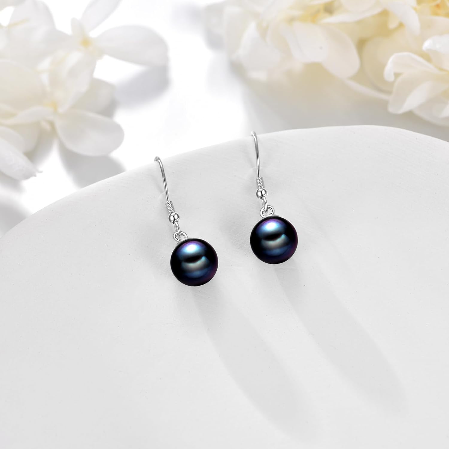 925 Sterling Silver Black Pearl Dangle Earrings Pearls Drop Jewelry Birthday Gifts for Women - Image 4