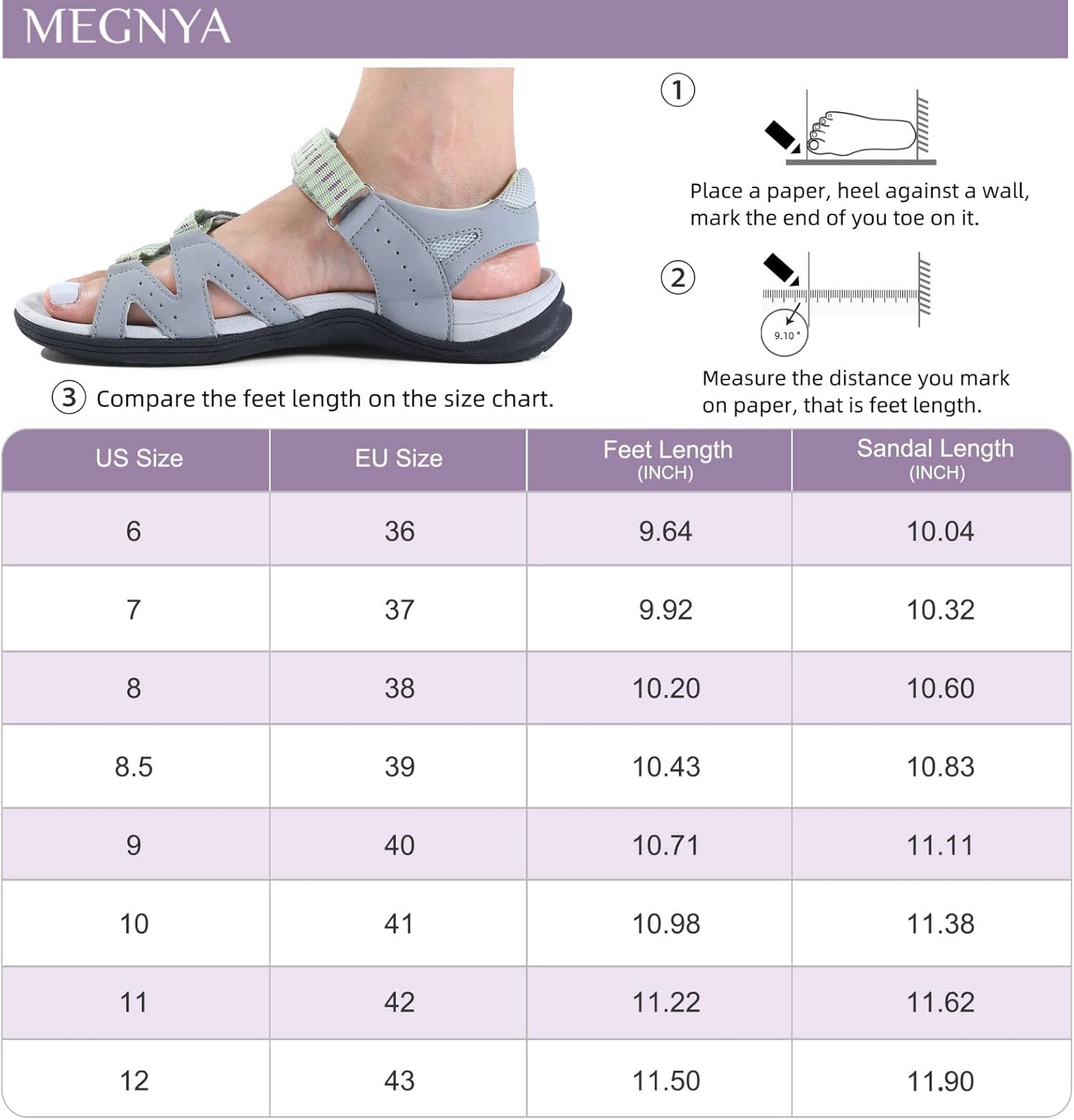 Miniatura 6 de MEGNYA Comfortable Hiking Sandals for Women, Sport Walking Sandals with Adjustable Straps, Casual Athletic Sandals for Trekking Camping