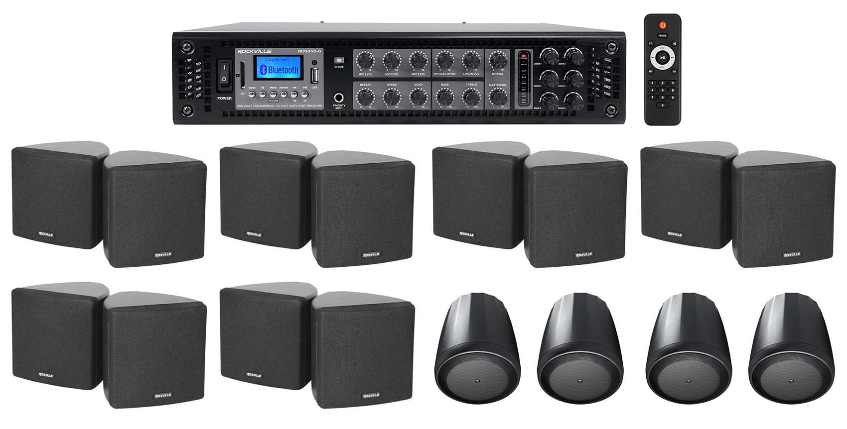 Rockville 6-Zone Amp+(12) 3.5