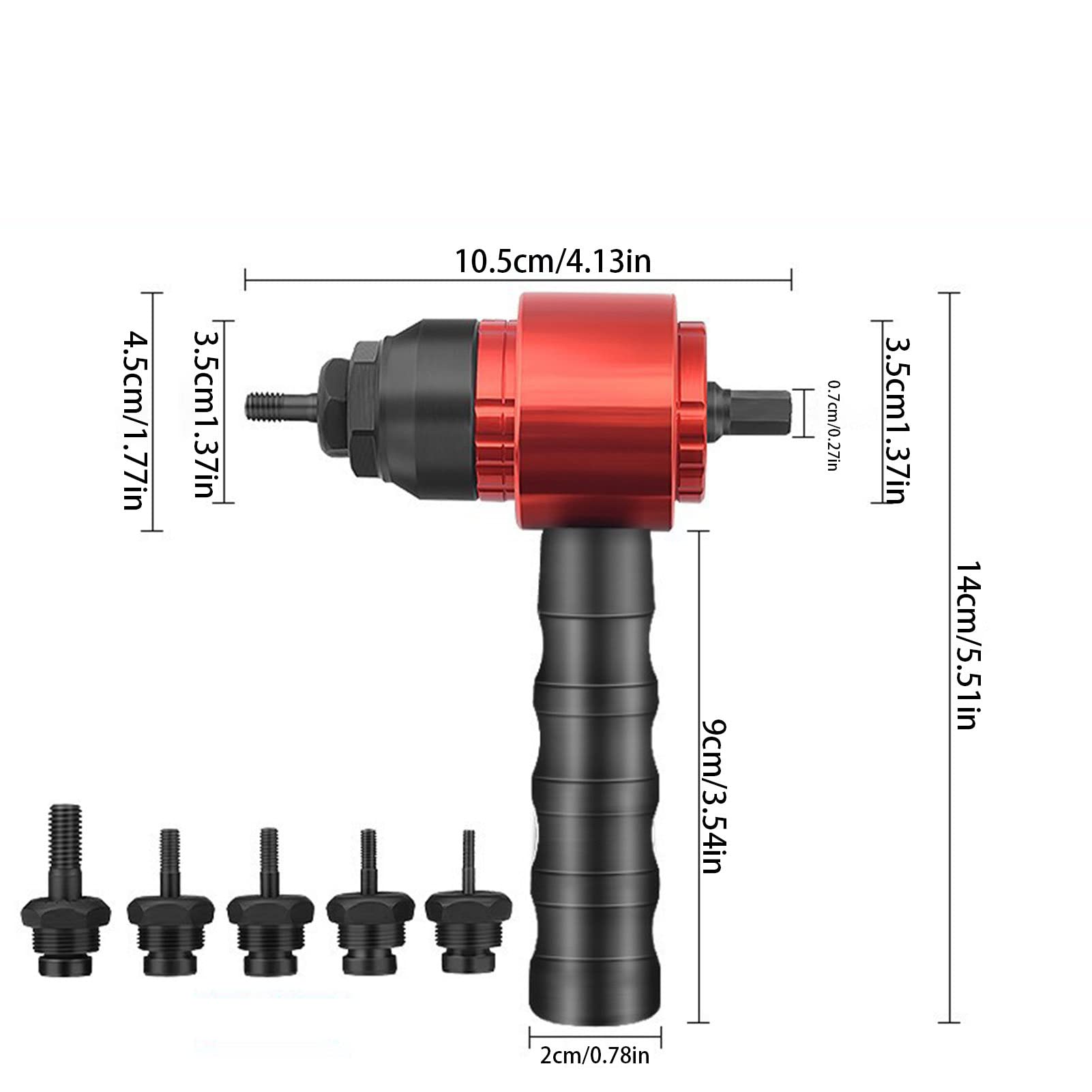 Keloc 5 Rivettatrice per Trapano a Batteria | Adattatore per Trapano | rivettatrice in Metallo | 5 Misure di per Rivetti per Trapano per Rivetti per Materiali in Metallo, Legno, Vetro