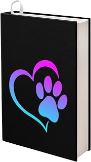 Upetstory Dog Paw Print Book Cover Stretchable Books Sleeve for Textbook Hardcover Storybooks Schoolbook Bible Case for Women Men Teen Girls Boys Kids