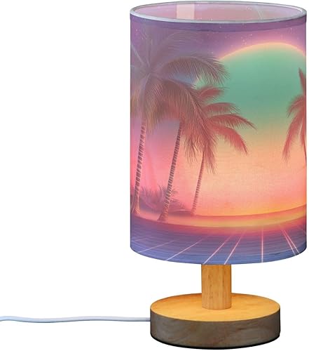 Miniatura 2 de Joisal Lámpara de cama retro futurista de palmeras con puerto USB, pequeña lámpara de mesa lateral, artículos esenciales para el dormitorio