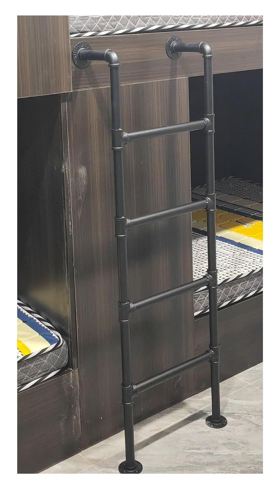 Escalera para literas, Escalera para Cama, para Casas, Balcones, Taburete para Subir escaleras para Adultos con Almohadillas para peldaños, de pie (Color: Negro, tamaño: 1,8 m/5,9 pies/70,9