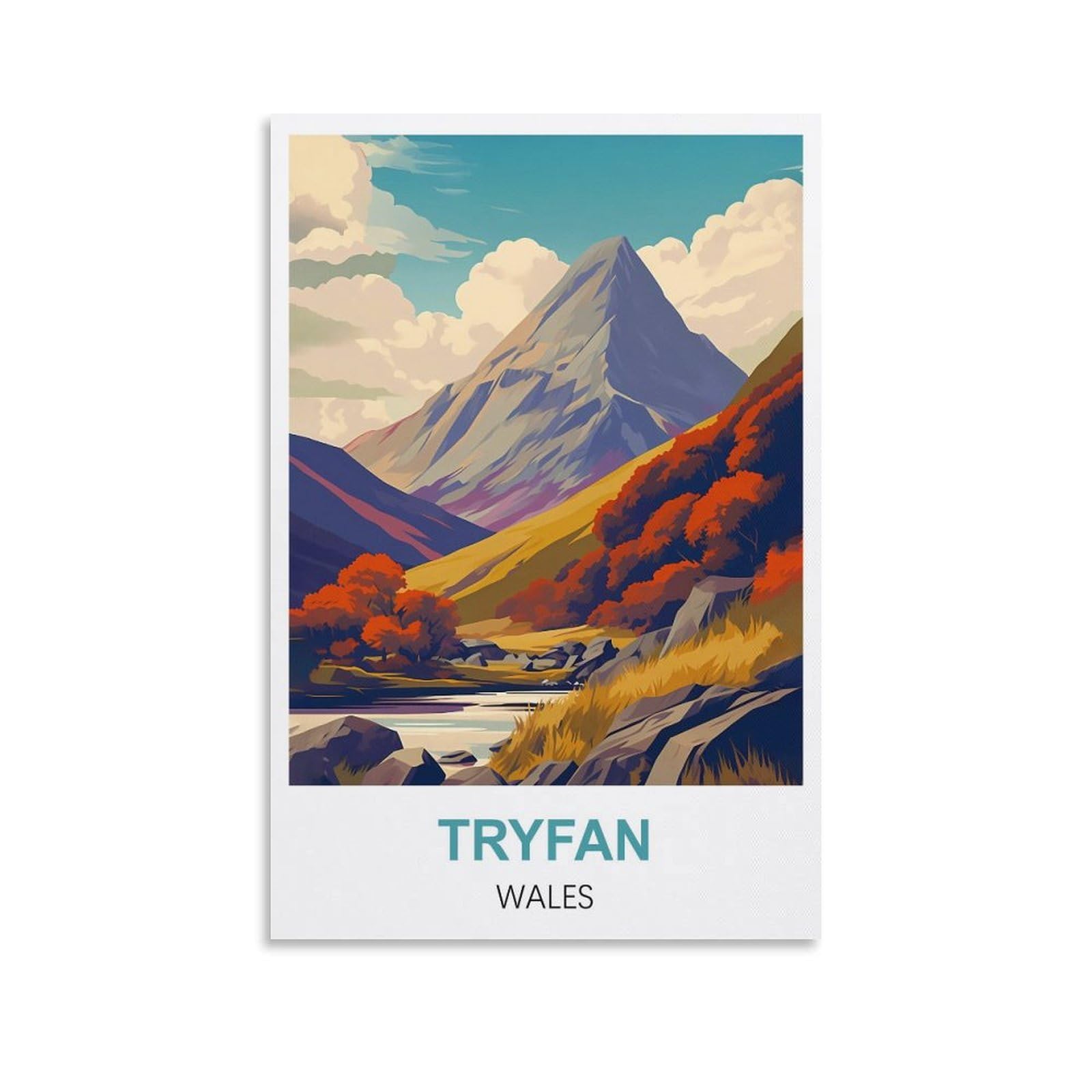 Hnrojico Unframe-Style Tryfan Wales Vintage Travel Posters 08X12inch(20X30cm) Canvas Wall Art Poster Prints
