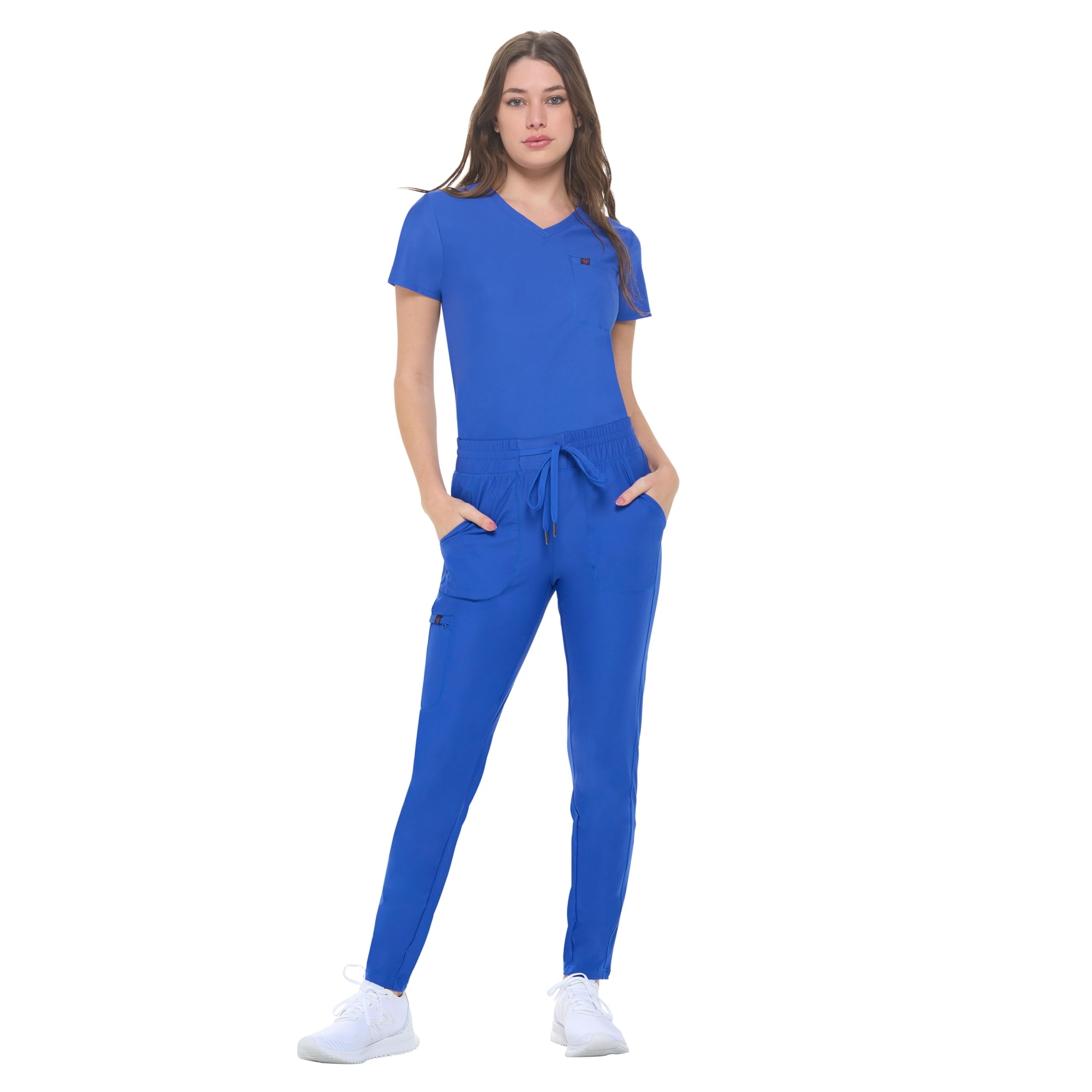 Natural Uniforms Ultra Stretch Form Fitting Womens Scrub Set (True Royal Blue, Large)