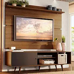 Rack Madesa Dubai e Painel para Tv até 65 Polegadas com Pés - Rustic/preto 7k5z