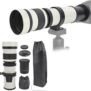 Telescope Lens, 420‑800mm Super Telephoto Zoom F8.3‑16 Manual Focusing Zoom Telephoto Lens Telescope for Canon EF-S Mount Camera, Telephoto Zoom Lens(White)