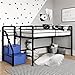 DHP Junior Twin Metal Loft Bed with Storage Steps, Multifunctional Space-Saving Solution - Black with Blue Steps