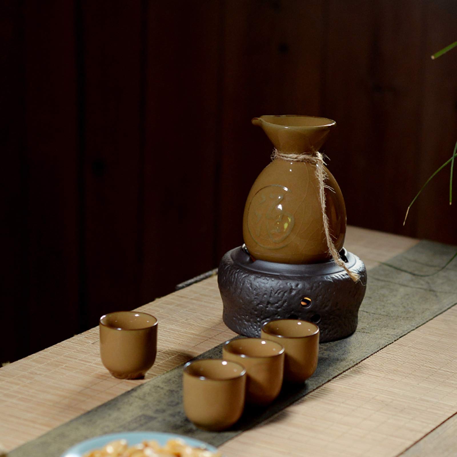 Tasse à saké Traditionnelle, Verres à vin en céramique, Ensemble de 6 Tasses à saké en céramique, Facile à Utiliser, Convient aux Amateurs de Culture, Artisanat Traditionnel (D)