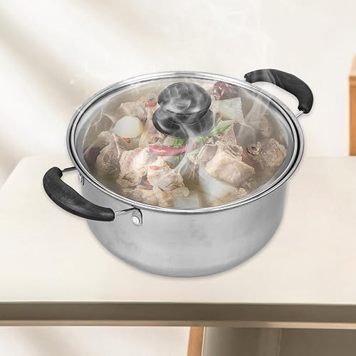 Miniatura 3 de BESTOYARD Olla pequeña de acero inoxidable para sopa, olla pequeña para pasta, sartén para leche con tapa de vidrio, olla de cocción por inducción