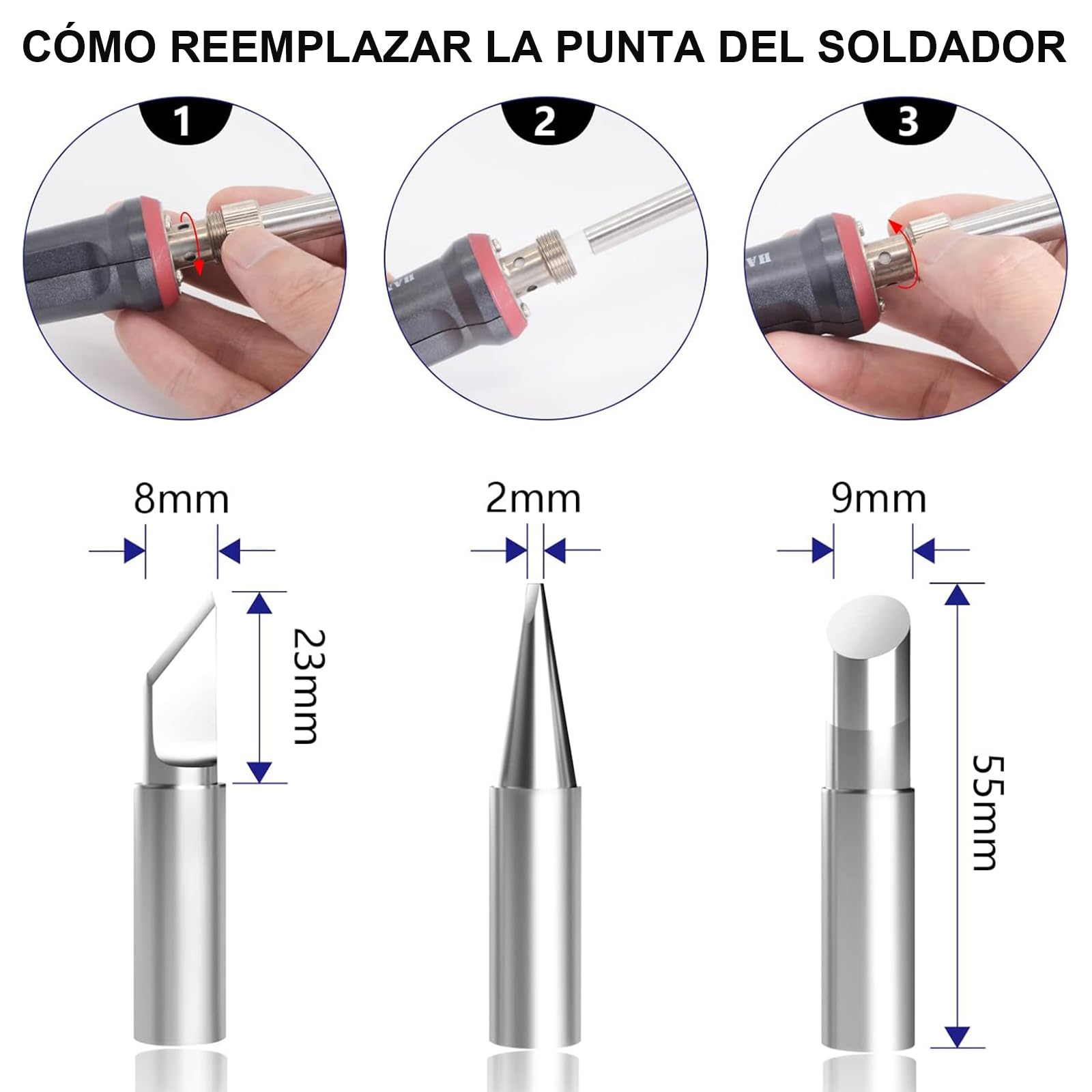 HANDSKIT Soldador Eléctrico 200W con Control de Temperatura Ajustable (180°C-480°C), Pantalla LED, Calentamiento Rápido, Kit Completo con Puntas, Estaño y Mini Soporte, Ideal para Electrónica y DIY