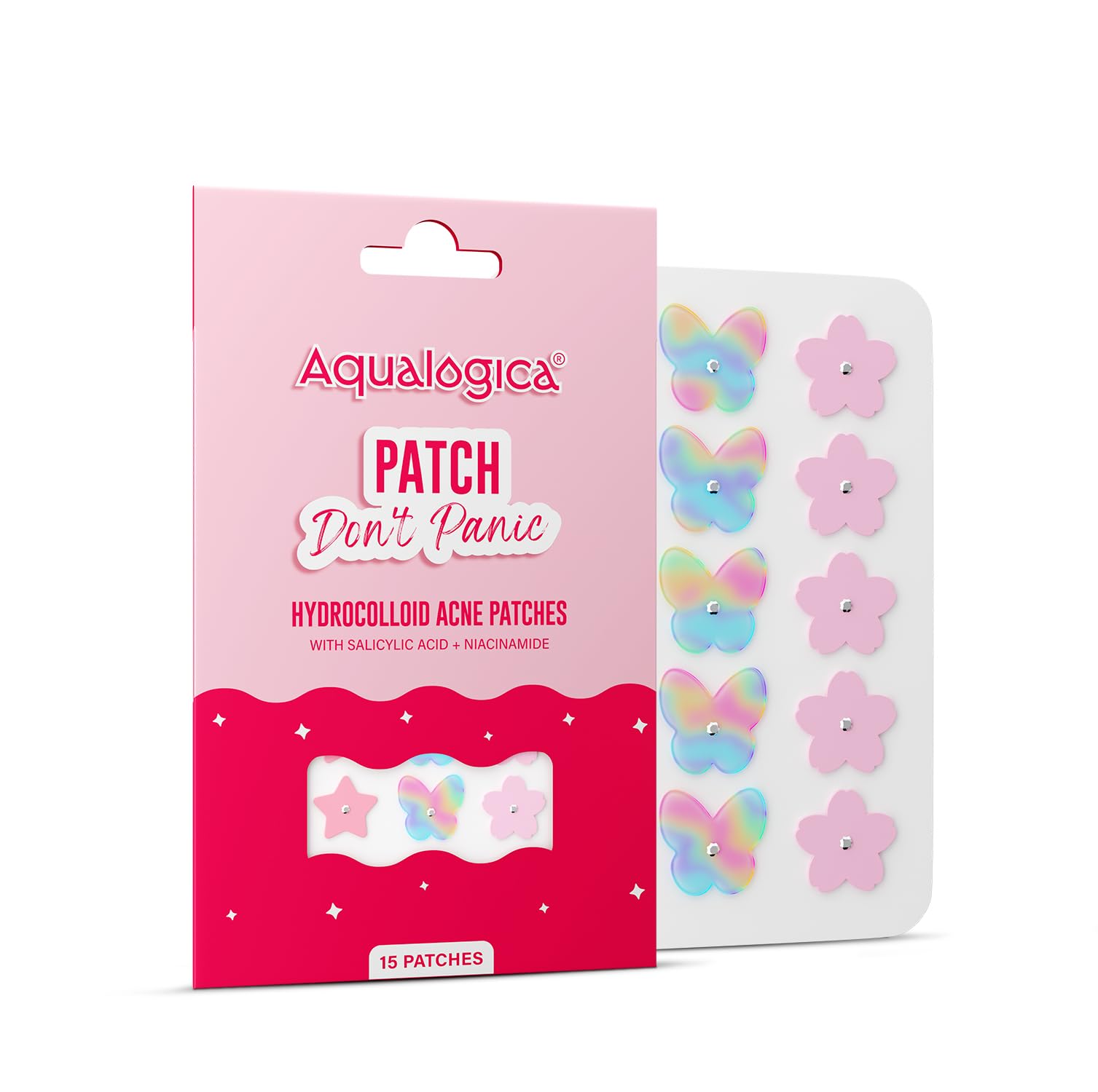 Aqualogica Patch, Don’t Panic - Acne Patches | 15 Pieces | Visible Results in 6 Hours | Ultra-thin Patches | Tested on Gen Z | Absorbs oil & impurities | Cute Shapes-image-40