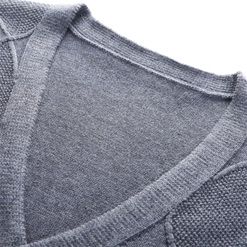 Men's Sweater Vest Basic Sleeveless V-Neck Buttons Down Cable Knitted Cardigan Vest4