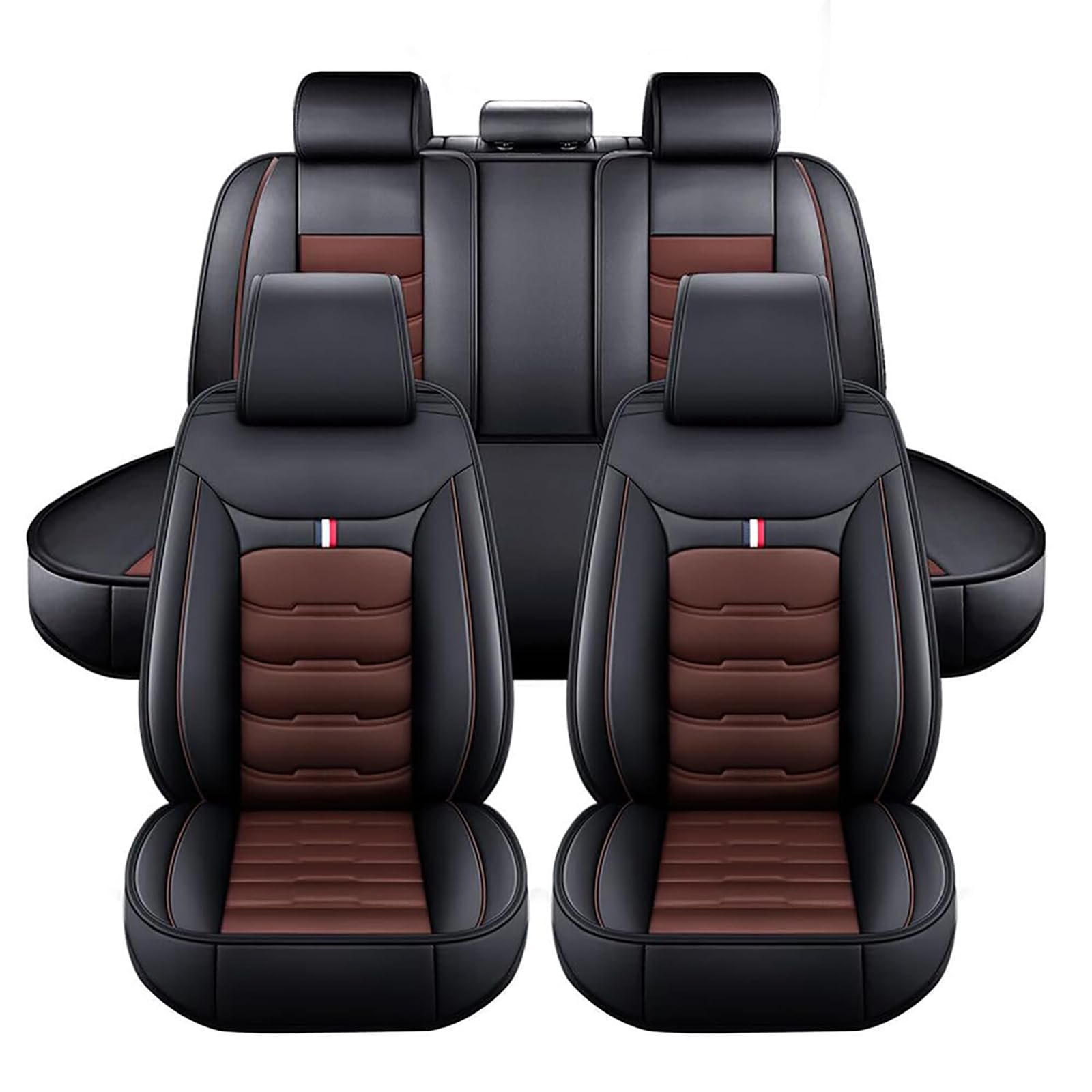MNBVGHH 5 Seater Leather Car Seat Covers for Toyota Hilux Revo Invincible X GR Sport Pick up AN120 AN130 MK8, Waterproof Auto Front Rear Cushion Protectors Anti-slip anti-scratch Seat Full Set,E