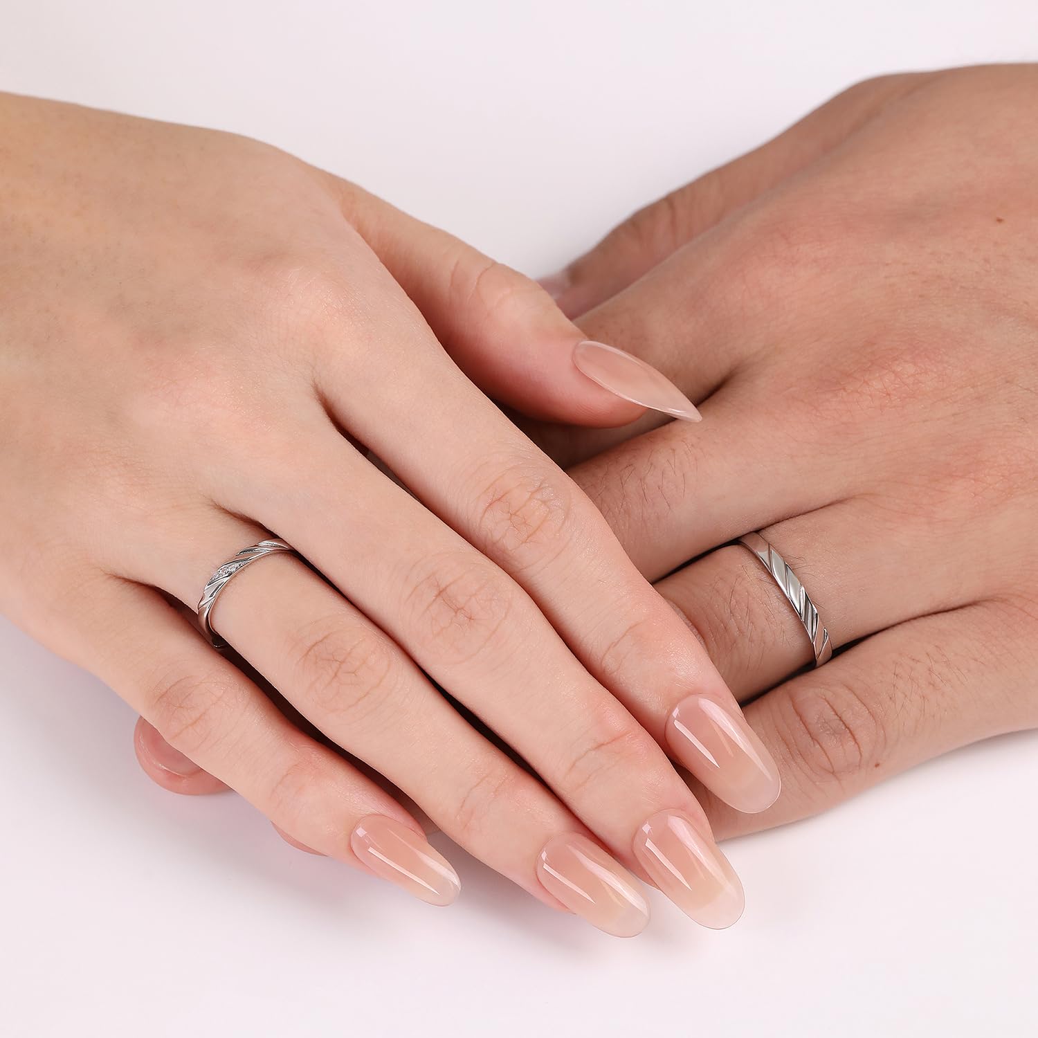 Meissa Alianzas Anillos de Compromiso Boda Ajustables Anillo para Pareja de Plata 925 Mujer 2,2mm con Circonitas & Hombre 2,7mm Juego de Regalo San Valentín Aniversario, Juego de dos anillos