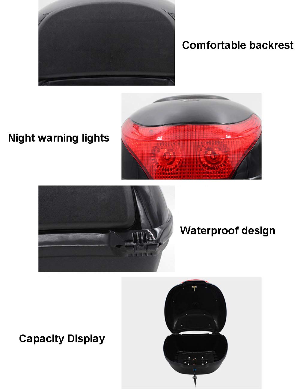 LUKUCEA Motorcycle Trunk Hard Tail Bike Top Box Rack Mount Luggage