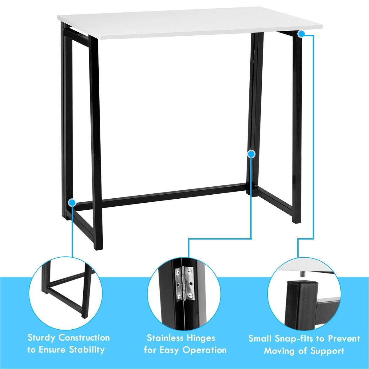 Tangkula Folding Desk No Assembly Required, Foldable Computer Desk for