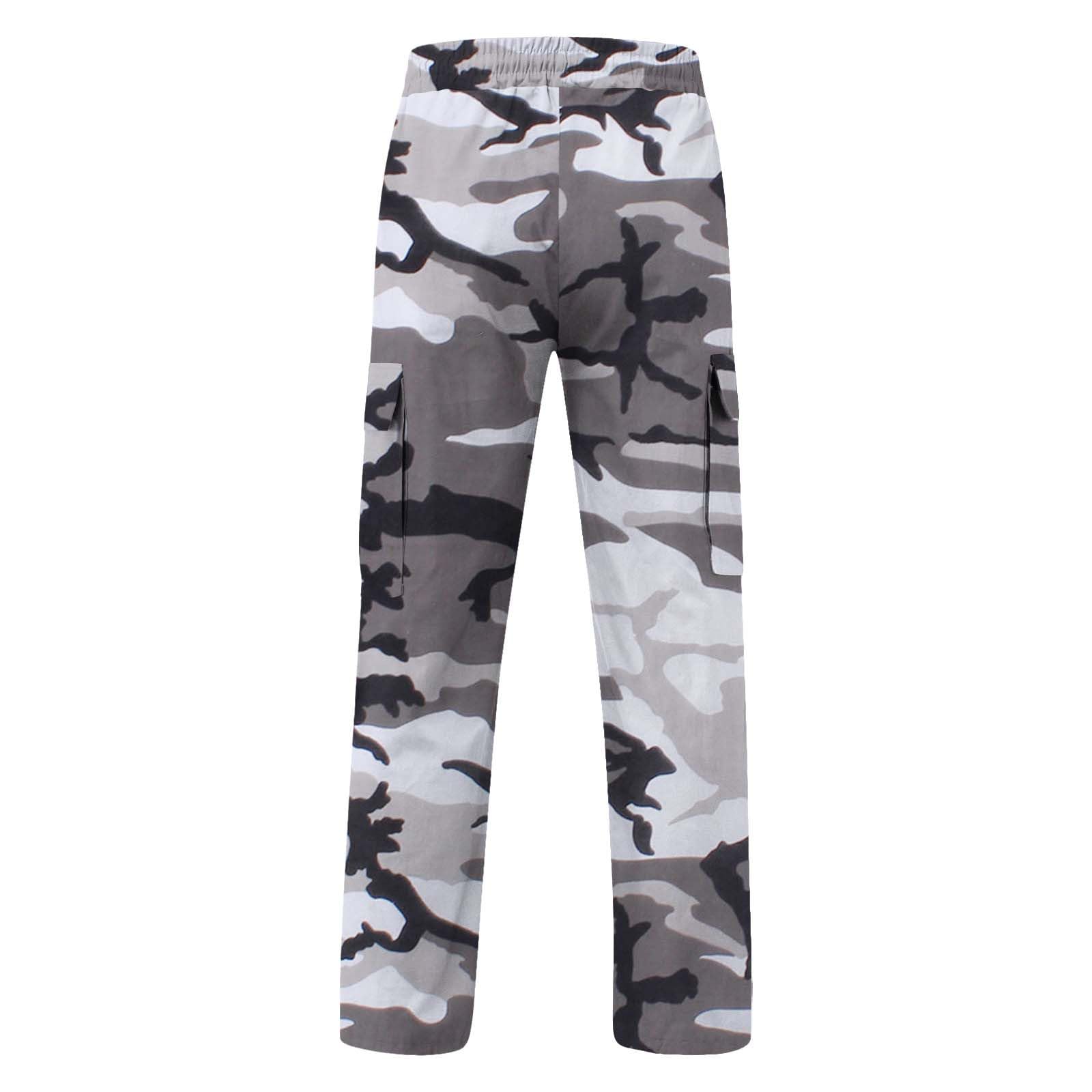 Cargohose Herren Baggy Camouflage Hose Elastischer Bund Arbeitshose Leichte Männer Jogginghose Gerade Beinform Sporthose Freizeit Wanderhose mit Taschen Outdoorhose Laufhose Freizeithose Latzhose