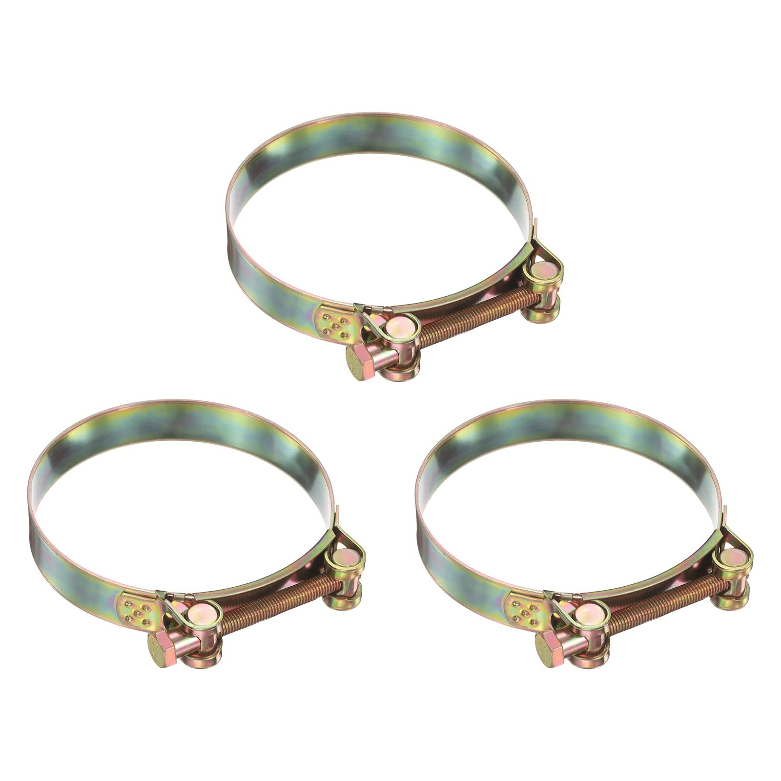 sourcing map 3pcs T-Bolt Hose Clamp 44-47mm (1.73-1.85") Galvanized Carbon Steel Adjustable Intake Radiator Pipe Clamps for Automotive Plumbing Industrial Pipes