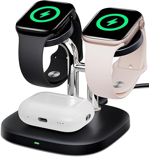 SwanScout Soporte de cargador dual para Apple Watch, estación de carga inalámbrica 3 en 1, compatible con Apple Watch Ultra 29876532SE, base de