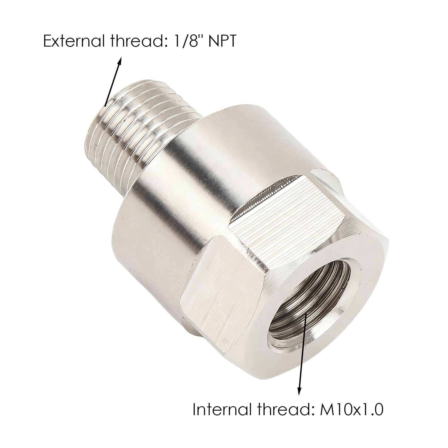 Adattatore per Manometro Olio 1/8 Pollici NPT Maschio M10x1.0 Femmina Acciaio Inossidabile Sensore Pressione Olio